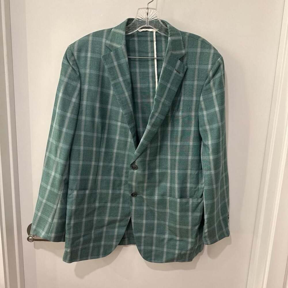 Ermenegildo Zegna Green Plaid Windowpane Sport Coat Blazer